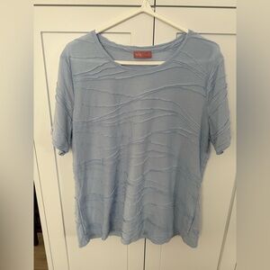 Women's Sky Blue Textured Short Sleeve Top